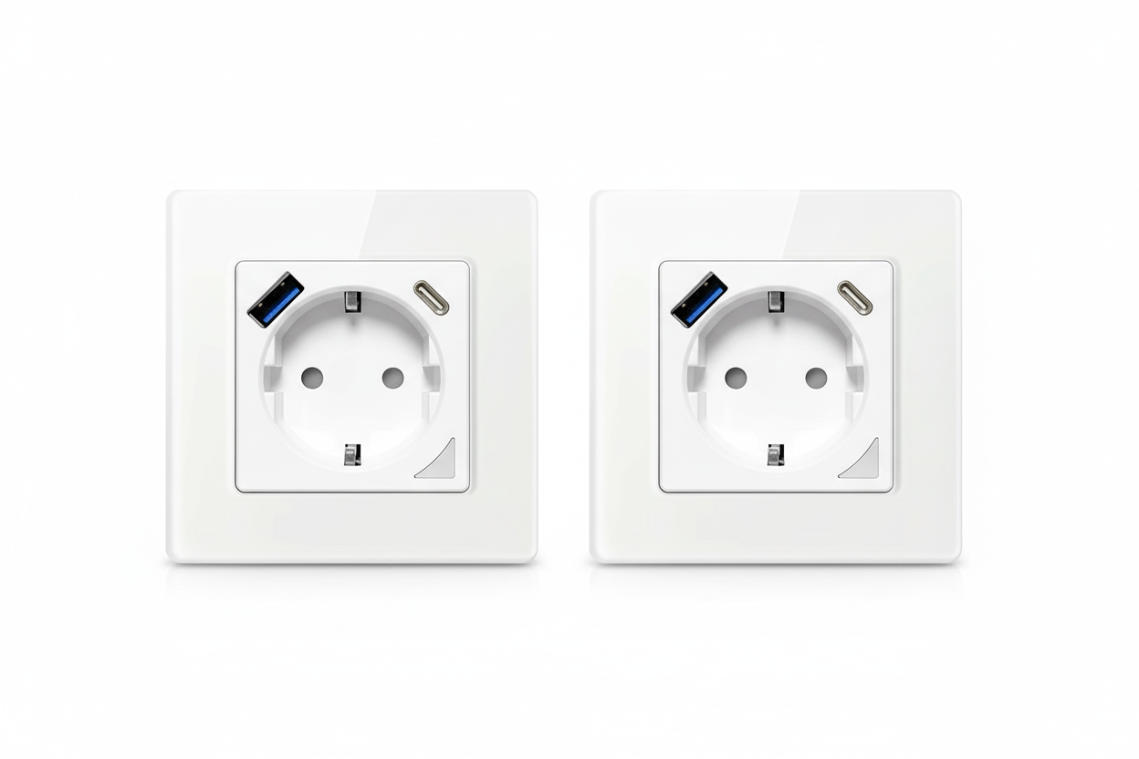 kit 2 pz Presa elettrica a muro Smart Tuya WiFi Schuko USB App Timer Controllo