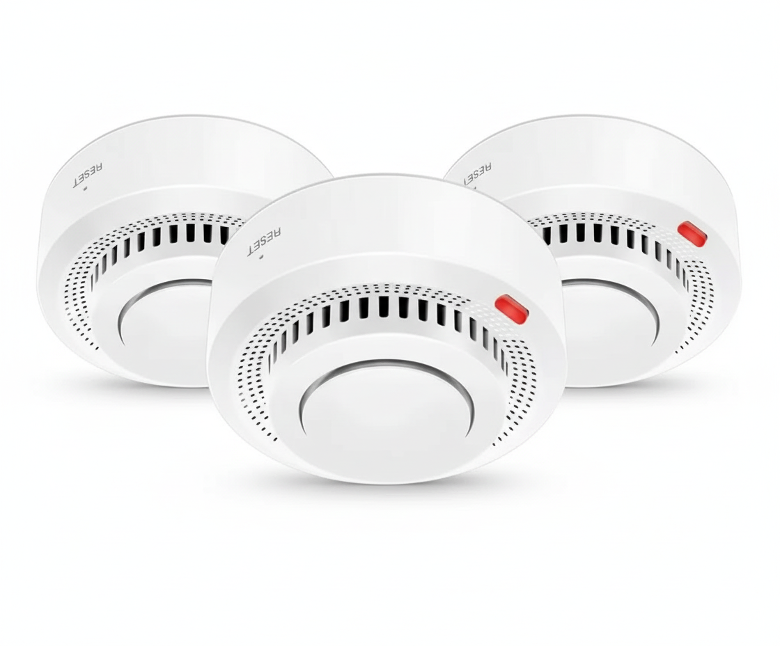 kit 3 pz Sensore rilevatore Fumo WiFi Tuya Smart con sirena integrata 85 dB e batterie incluse in omaggio