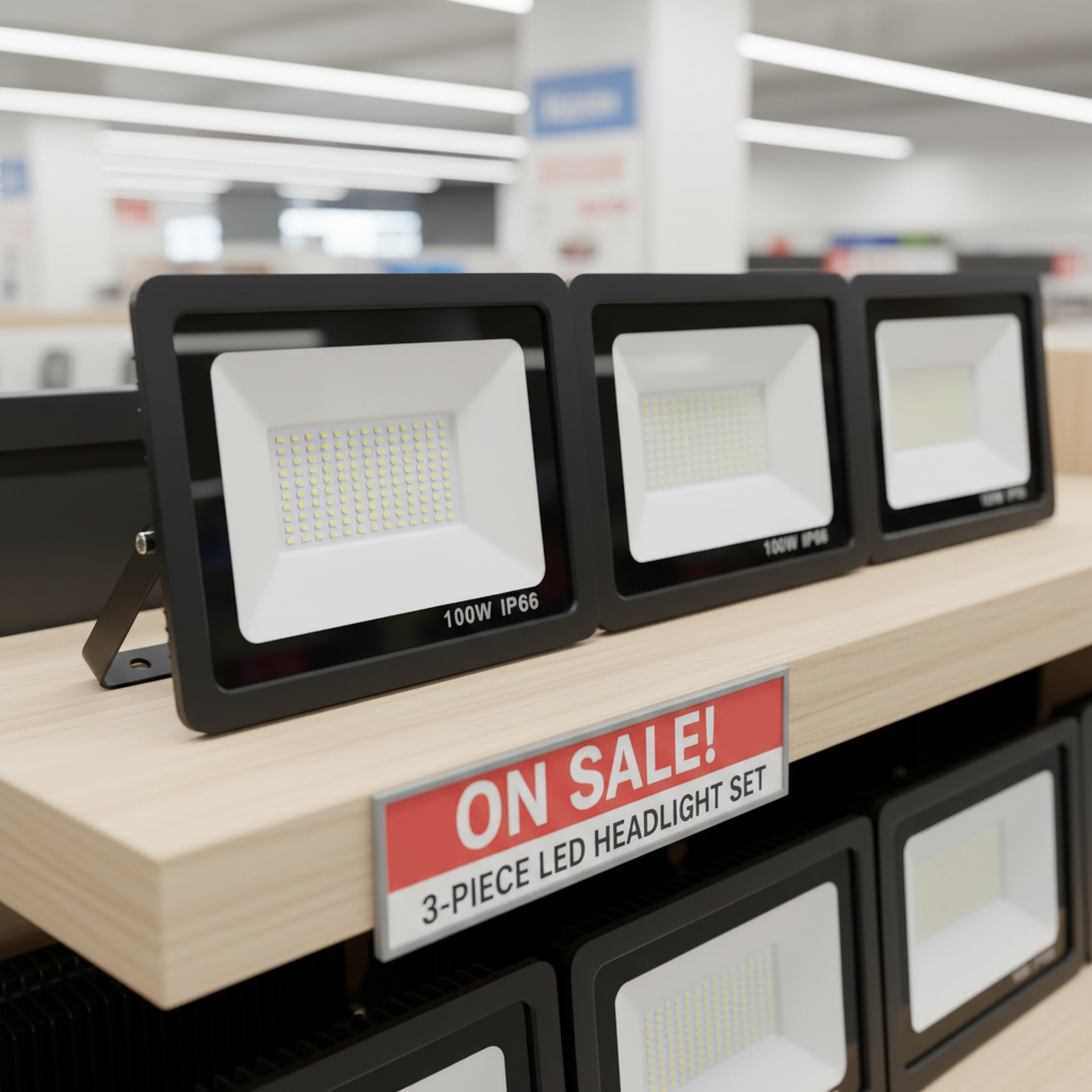 FARO LED OFFERTA SET DA 3 PEZZI 100 WATT LUCE BIANCA RISPARMIO ENERGETICO ULTRASOTTILE E RESISTENTE