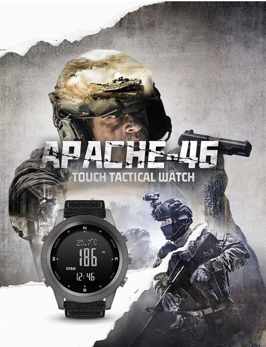 orologio militare north edge apache 46 resistente multifunzione altimetro cronometro bussola barometro contapassi digitale