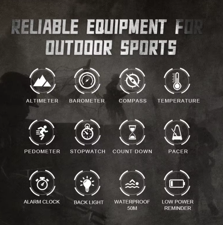 orologio militare north edge apache 46 resistente multifunzione altimetro cronometro bussola barometro contapassi digitale