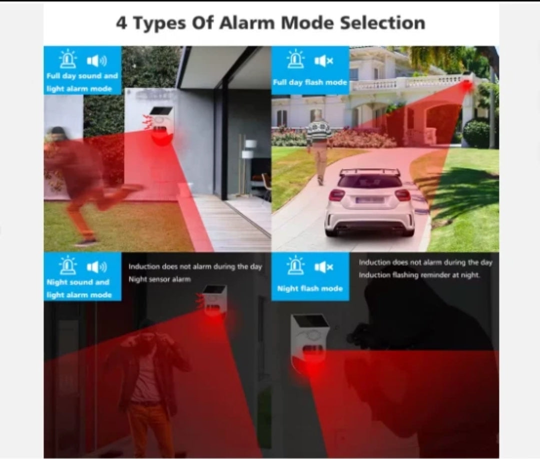 sensore di movimento da esterno con sirena a batteria ricaricabile solare