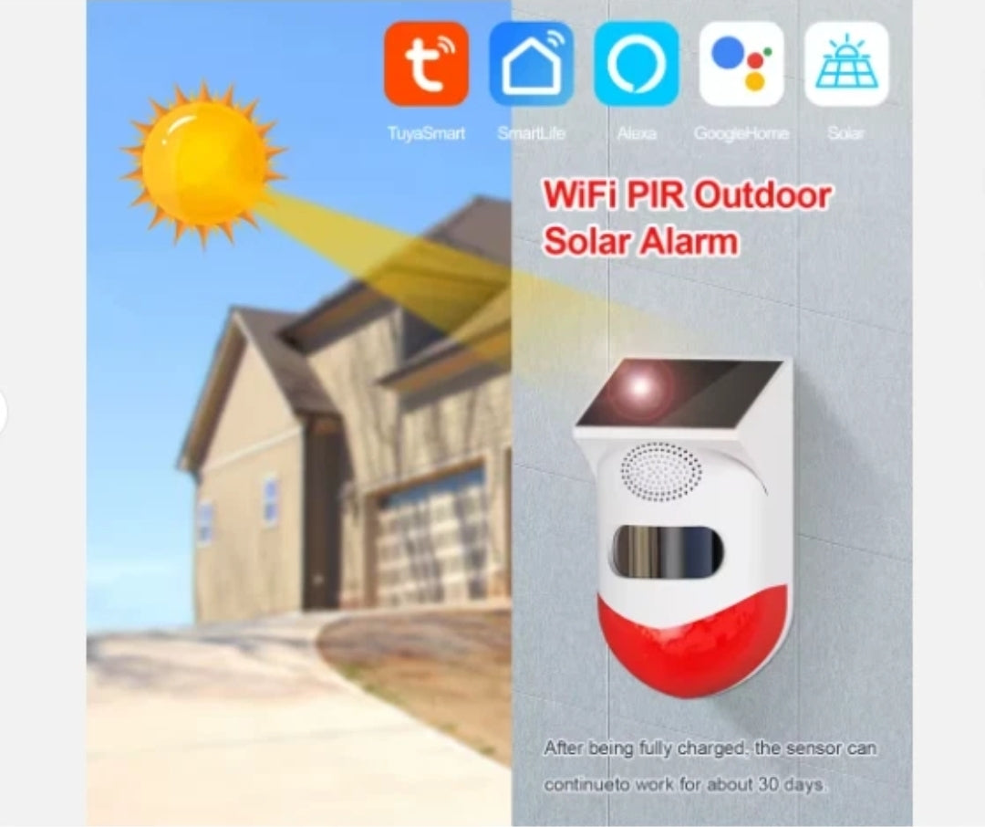 sensore di movimento da esterno con sirena a batteria ricaricabile solare